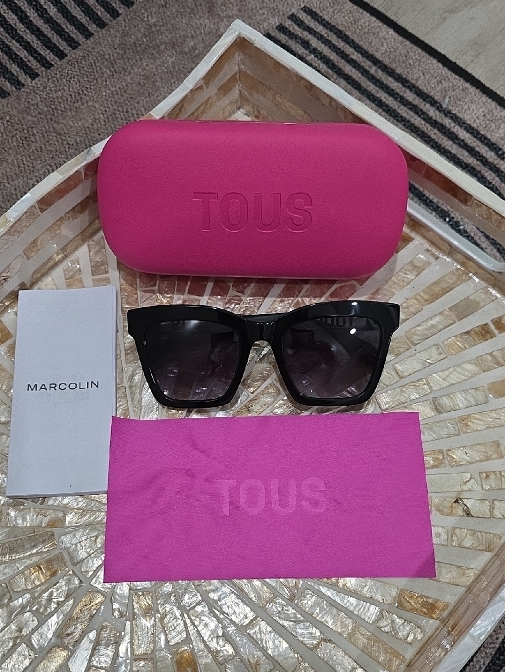 TOUS Black Sunglasses with Pink Case and Cloth